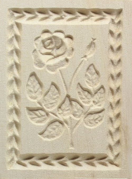 Rosenblüte und Knospe - Springerle Model aus Birnbaumholz
