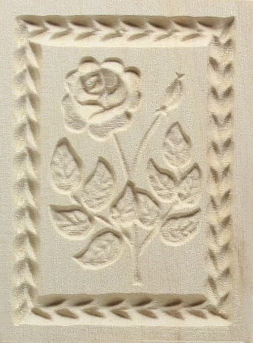 Rosenblüte und Knospe - Springerle Model aus Birnbaumholz Rosenblüte und Knospe - Springerle Model aus Birnbaumholz