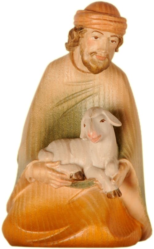 Hirt kniend mit Schaf Hirt kniend mit Schaf