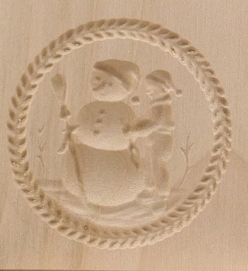 Schneemann mit Kind - Springerle Model aus Birnbaumholz Schneemann mit Kind - Springerle Model aus Birnbaumholz