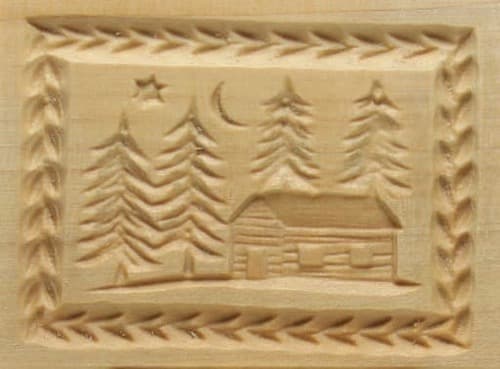 Hütte am Wald - Springerle Model aus Birnbaumholz