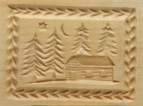 Hütte am Wald - Springerle Model aus Birnbaumholz Hütte am Wald - Springerle Model aus Birnbaumholz