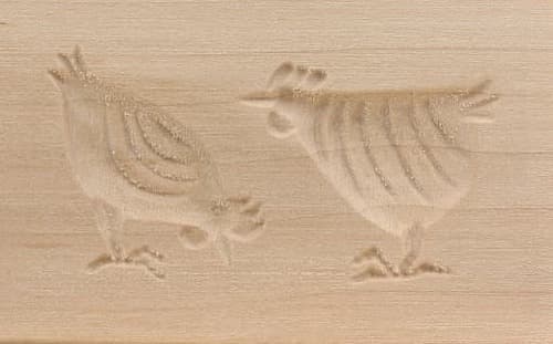Zwei Hühner Streifen - Springerle Model aus Birnbaumholz