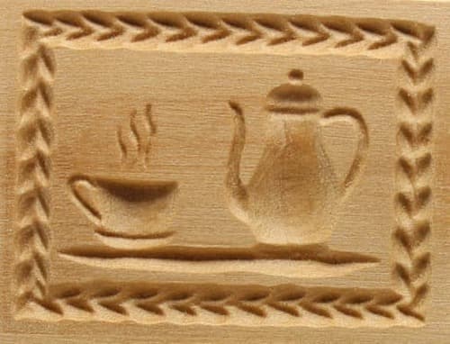 Kaffeekanne mit Tasse - Springerle Model aus Birnbaumholz