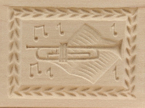 Trompete mit Noten - Springerle Model aus Birnbaumholz