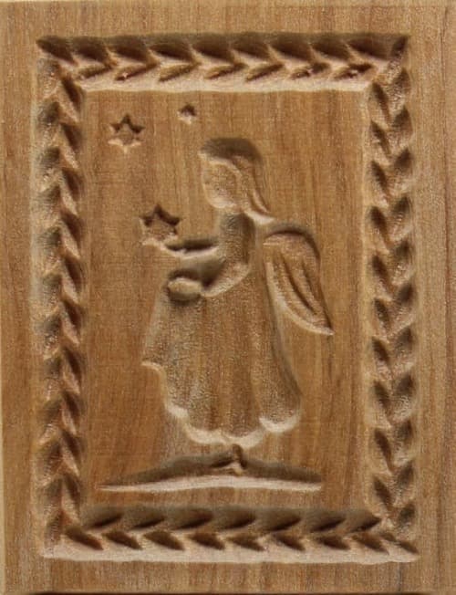 Engel mit Stern - Springerle Model aus Birnbaumholz Engel mit Stern - Springerle Model aus Birnbaumholz