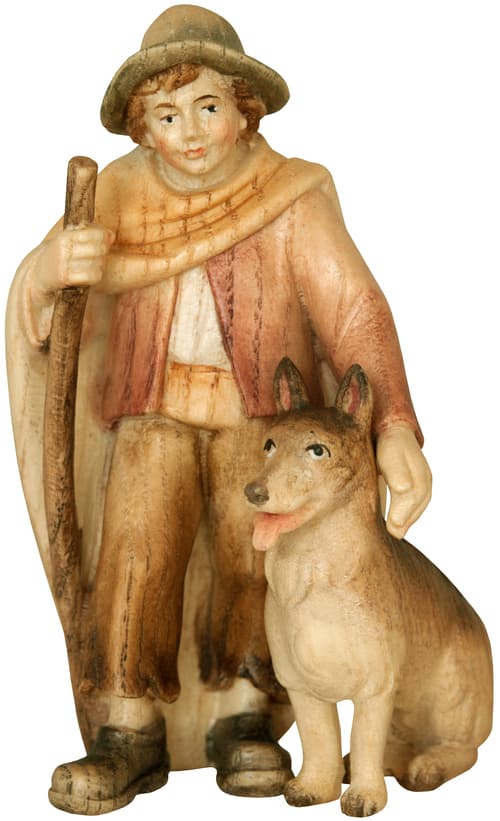 Hirtenjunge mit Schäferhund und Stock Hirtenjunge mit Schäferhund und Stock